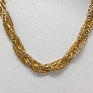 UNO A ERRE 14K Gold Woven Wheat Spiga Chain Necklace Italy 17.5"